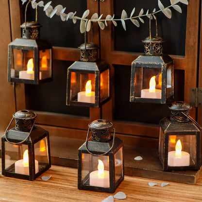 6 Pcs Small Metal Tealight Lanterns
