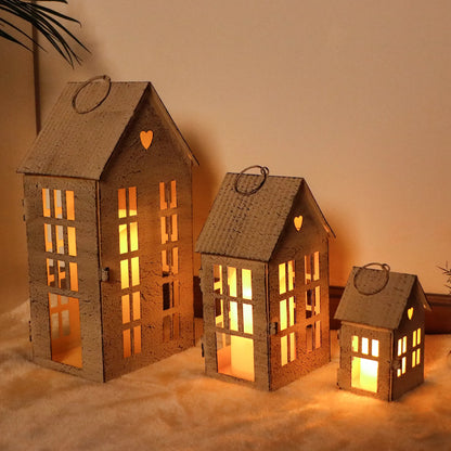 13.5"&9.5"&5.5"H Village Farmhouse House Candle Holders