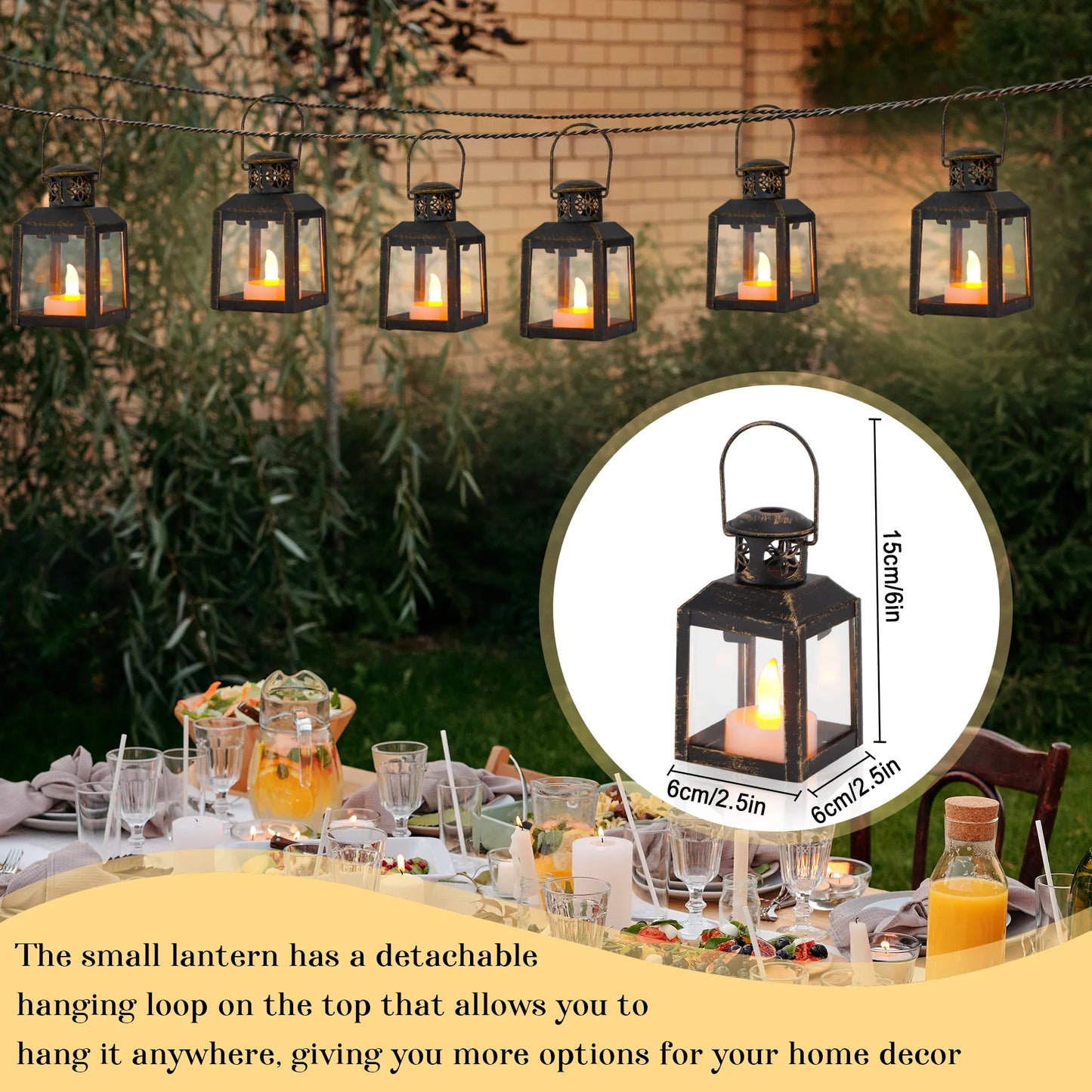 6 Pcs Small Metal Tealight Lanterns