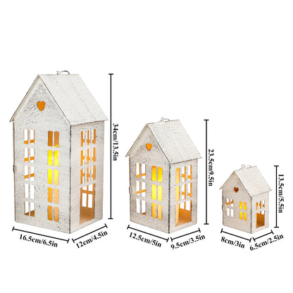 13.5"&9.5"&5.5"H Village Farmhouse House Candle Holders
