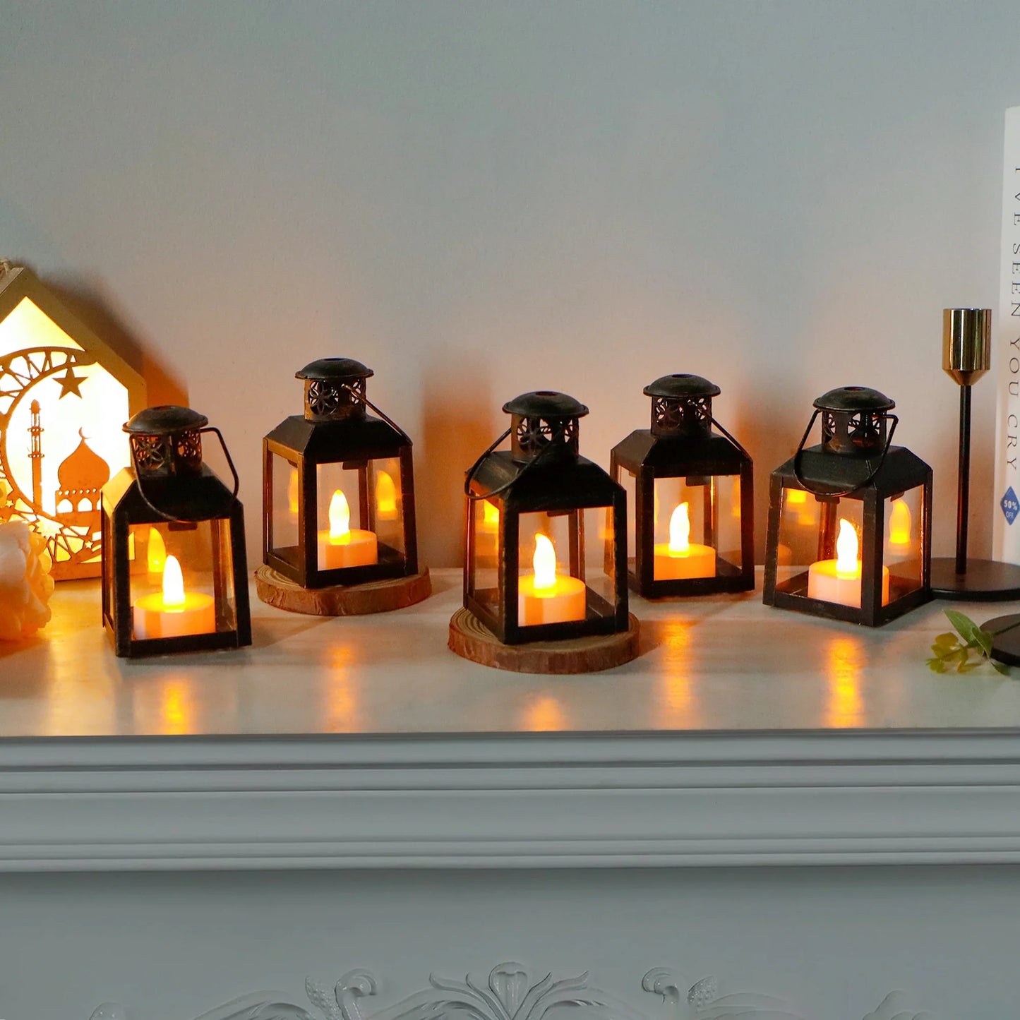 6 Pcs Small Metal Tealight Lanterns