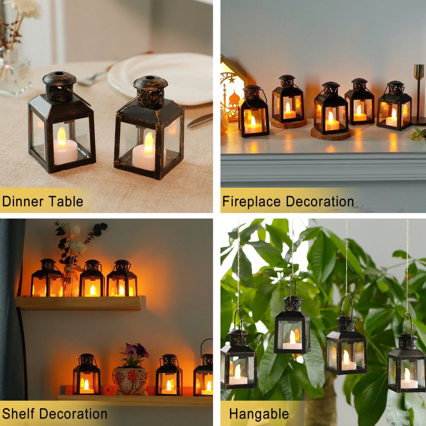 6 Pcs Small Metal Tealight Lanterns