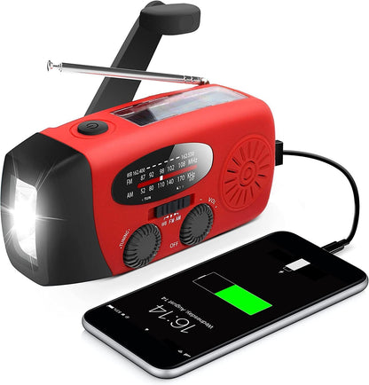 Emergency AM/FM/NOAA Weather Band Radio With Solar Flash Light & Phone Charger