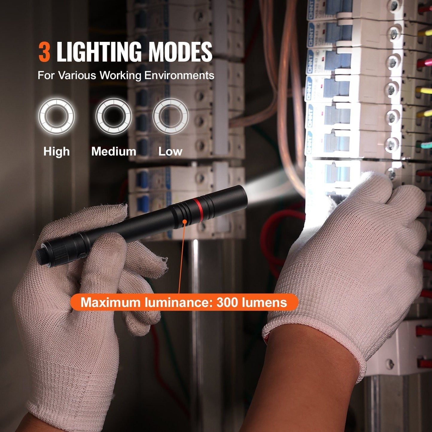 5.9 Inch Rechargeable Penlight, 300 lumens, 3 Light Modes