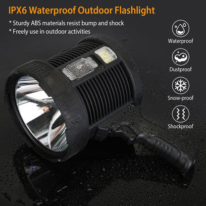 30000LM Rechargeable LED, Waterproof, Portable Spotlight