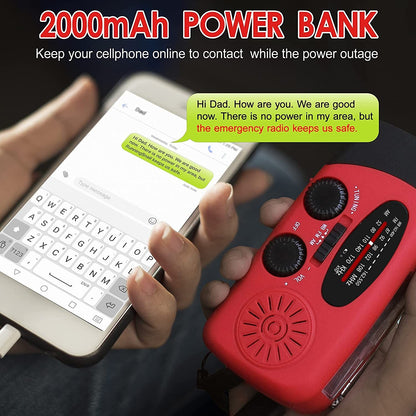Emergency AM/FM/NOAA Weather Band Radio With Solar Flash Light & Phone Charger