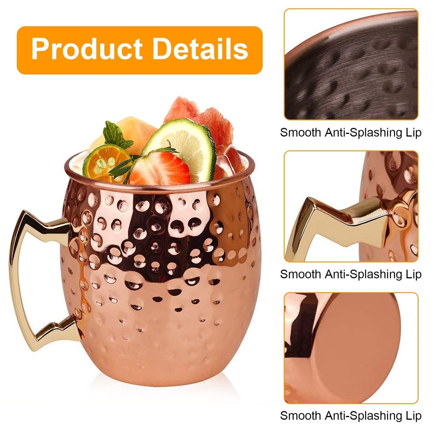 4Pcs Moscow Mule Mugs Hammered Copper