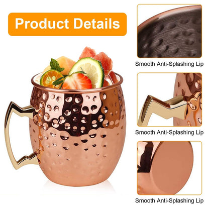 4Pcs Moscow Mule Mugs Hammered Copper