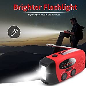 Emergency AM/FM/NOAA Weather Band Radio With Solar Flash Light & Phone Charger