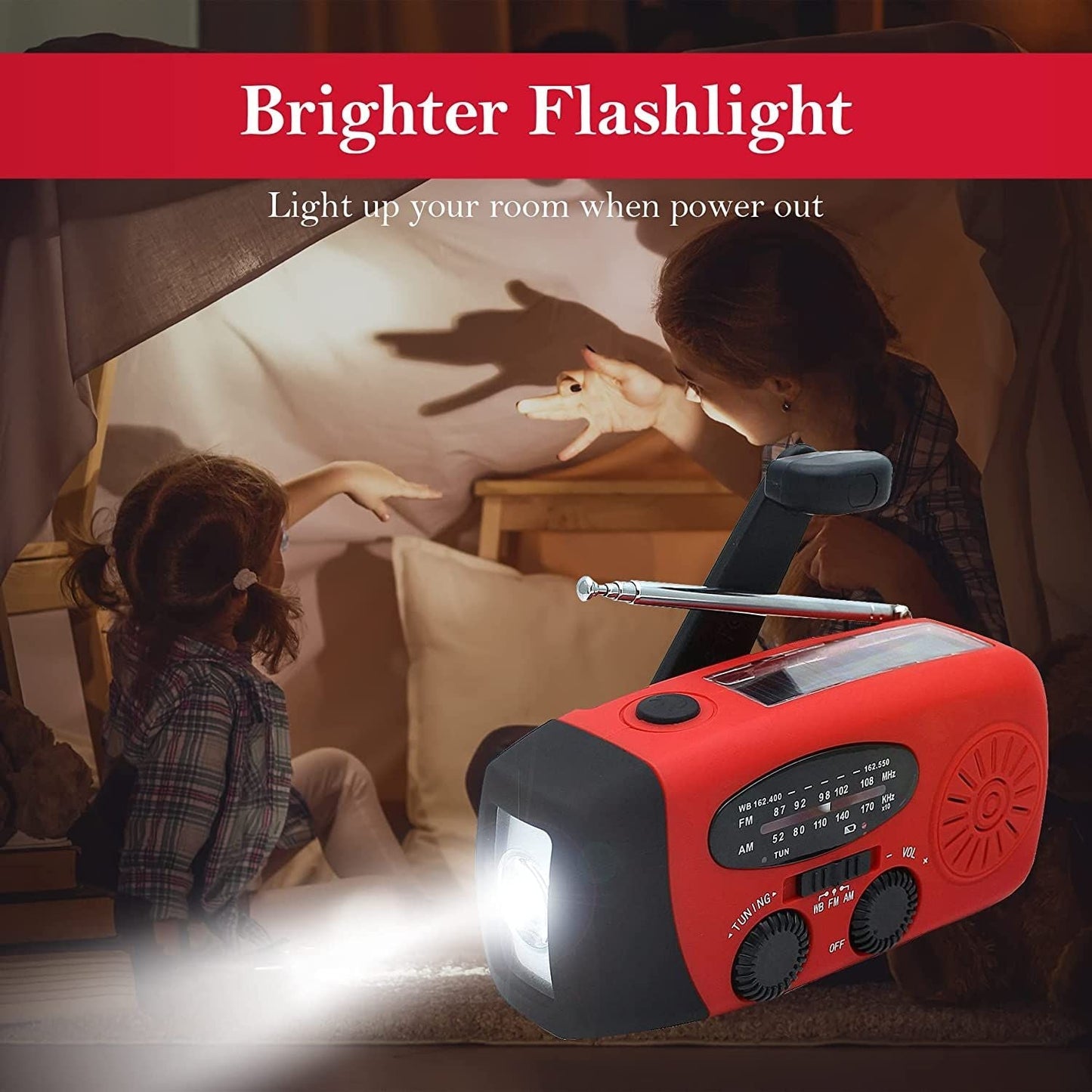 Emergency AM/FM/NOAA Weather Band Radio With Solar Flash Light & Phone Charger