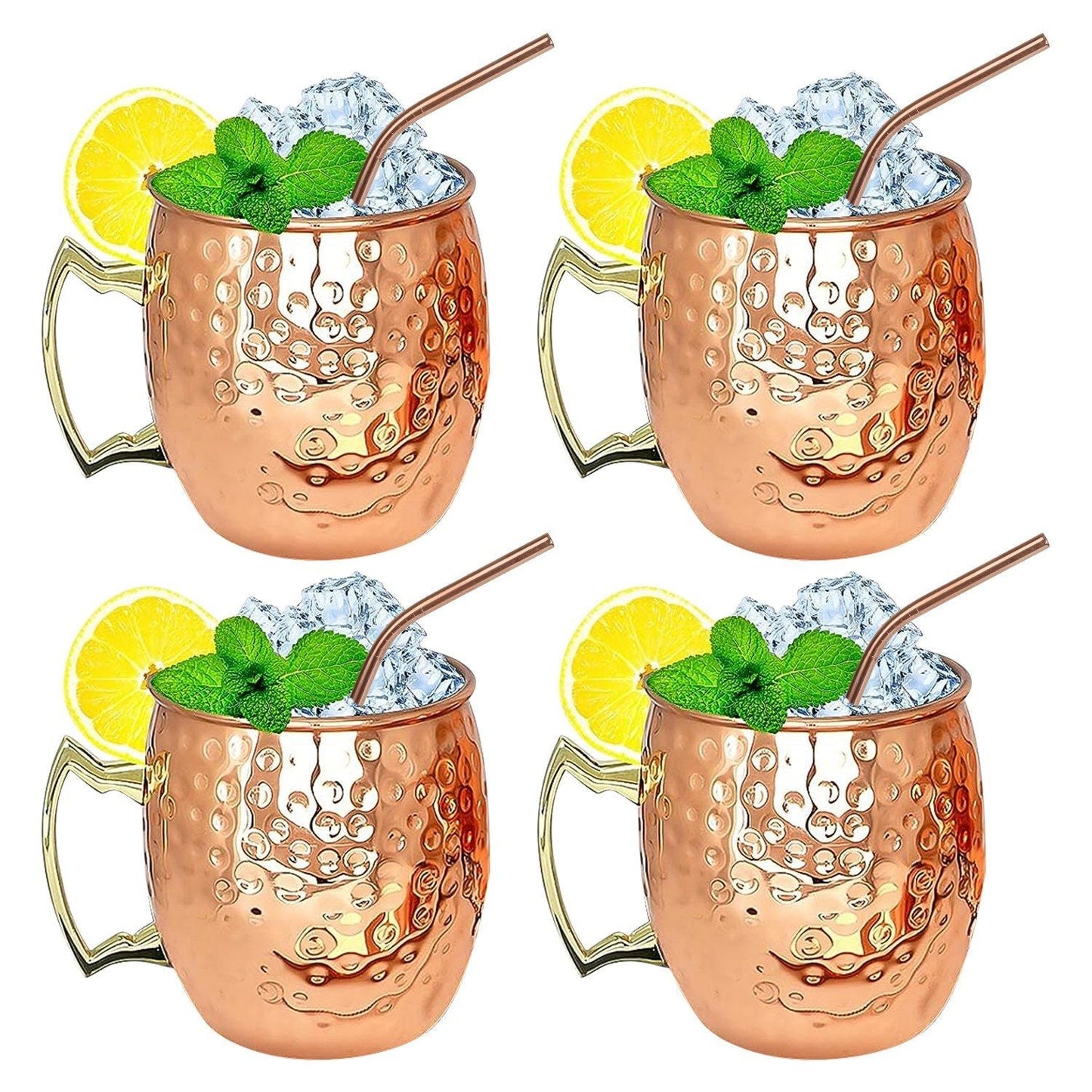 4Pcs Moscow Mule Mugs Hammered Copper