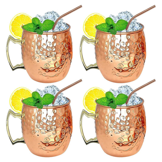 4Pcs Moscow Mule Mugs Hammered Copper