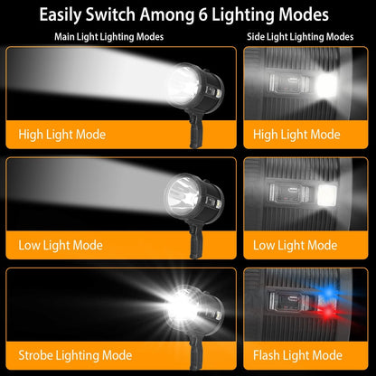 30000LM Rechargeable LED, Waterproof, Portable Spotlight