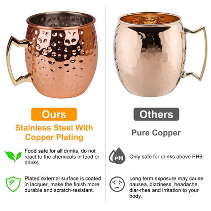 4Pcs Moscow Mule Mugs Hammered Copper