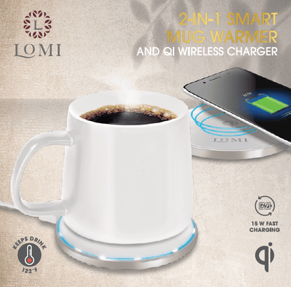 2-In-1 Smart Mug Warmer & QI Wireless Charger