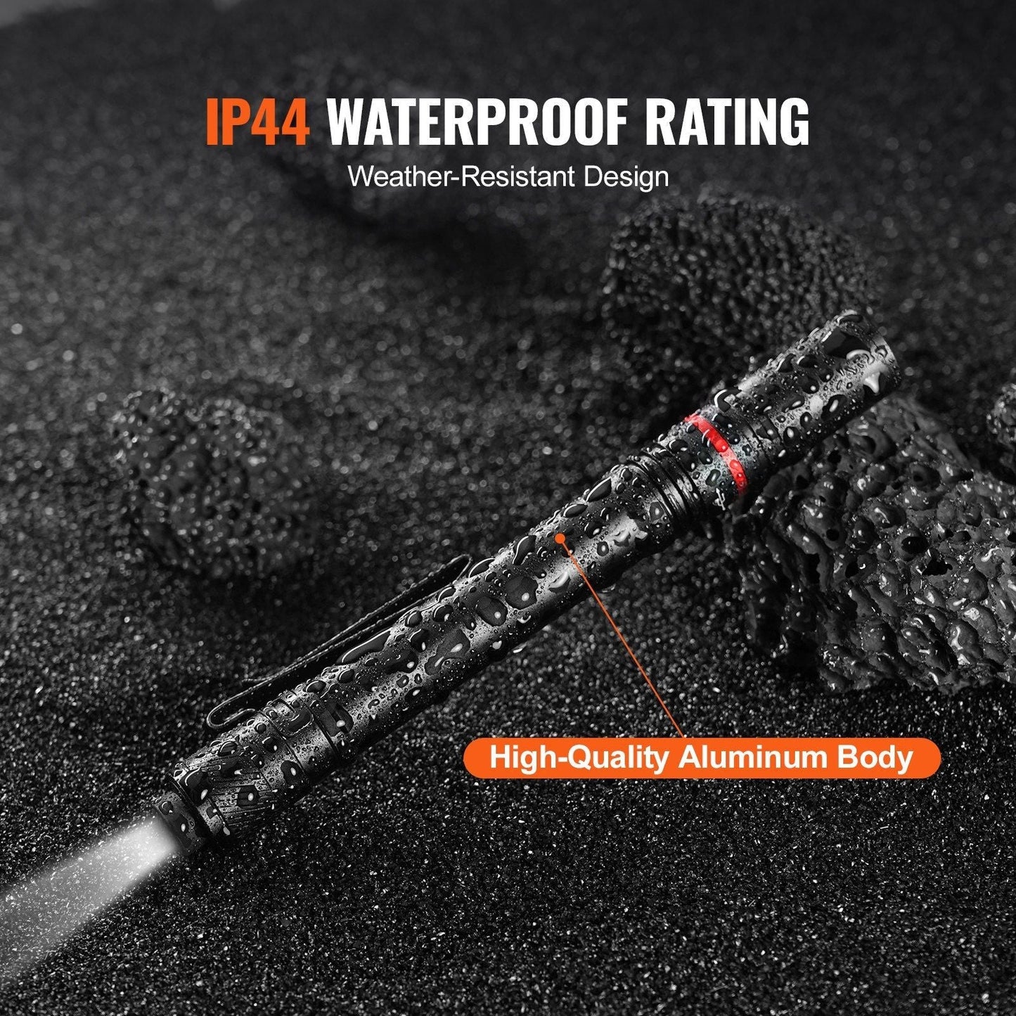 5.9 Inch Rechargeable Penlight, 300 lumens, 3 Light Modes