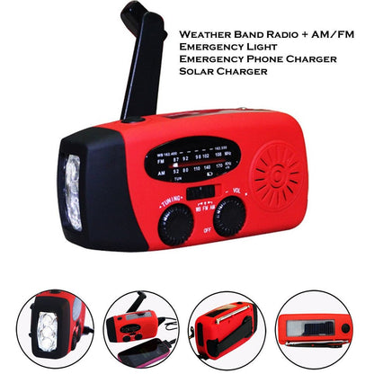 Emergency AM/FM/NOAA Weather Band Radio With Solar Flash Light & Phone Charger