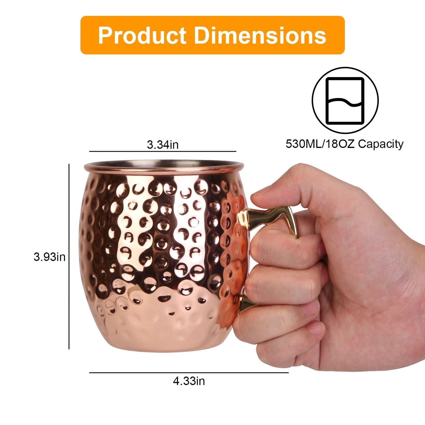 4Pcs Moscow Mule Mugs Hammered Copper