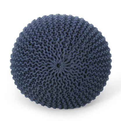 Bordeaux Knitted Cotton Round Pouf Ottoman Floor Cushion