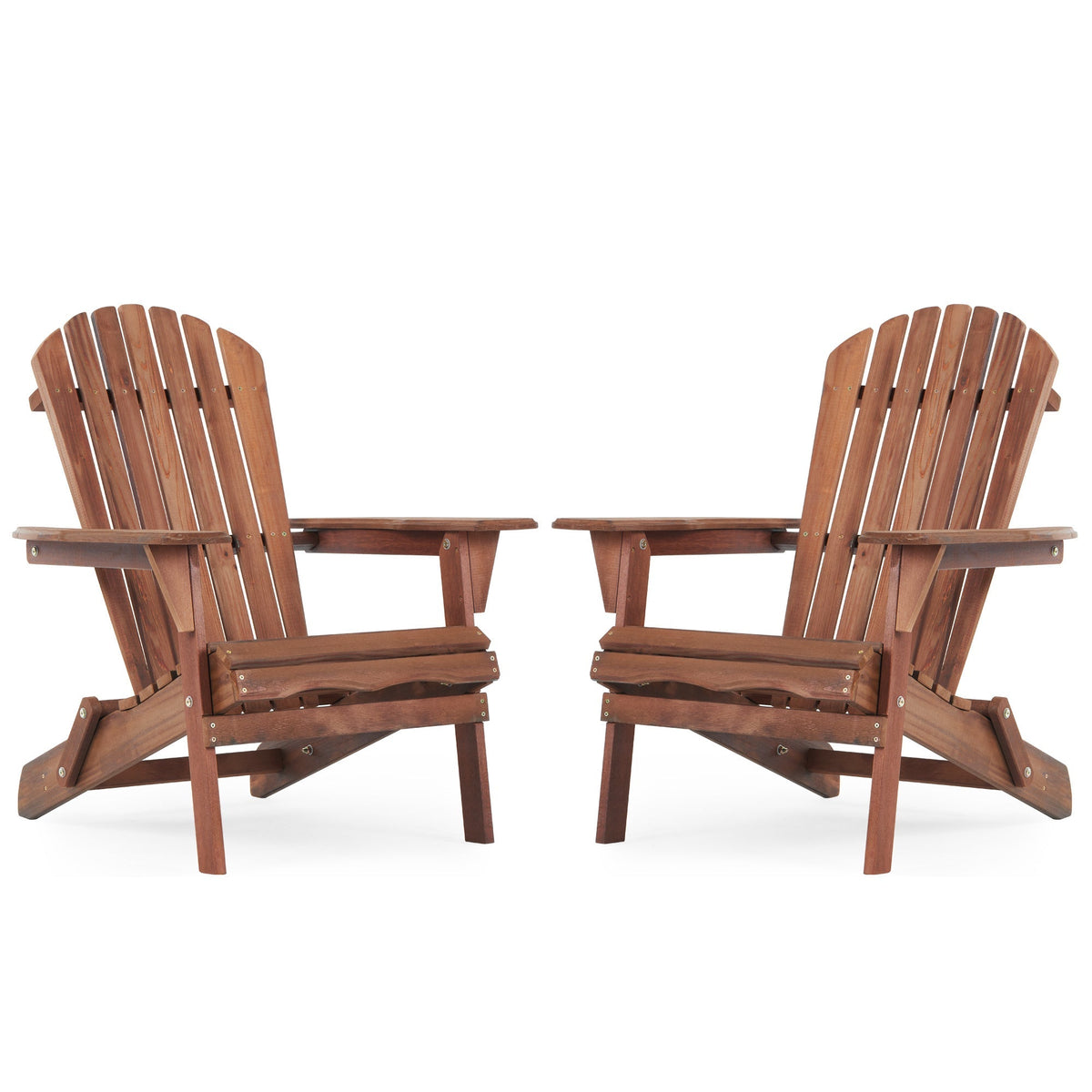 SoliWood Wooden Outdoor Folding Adirondack Chair Set of 2
