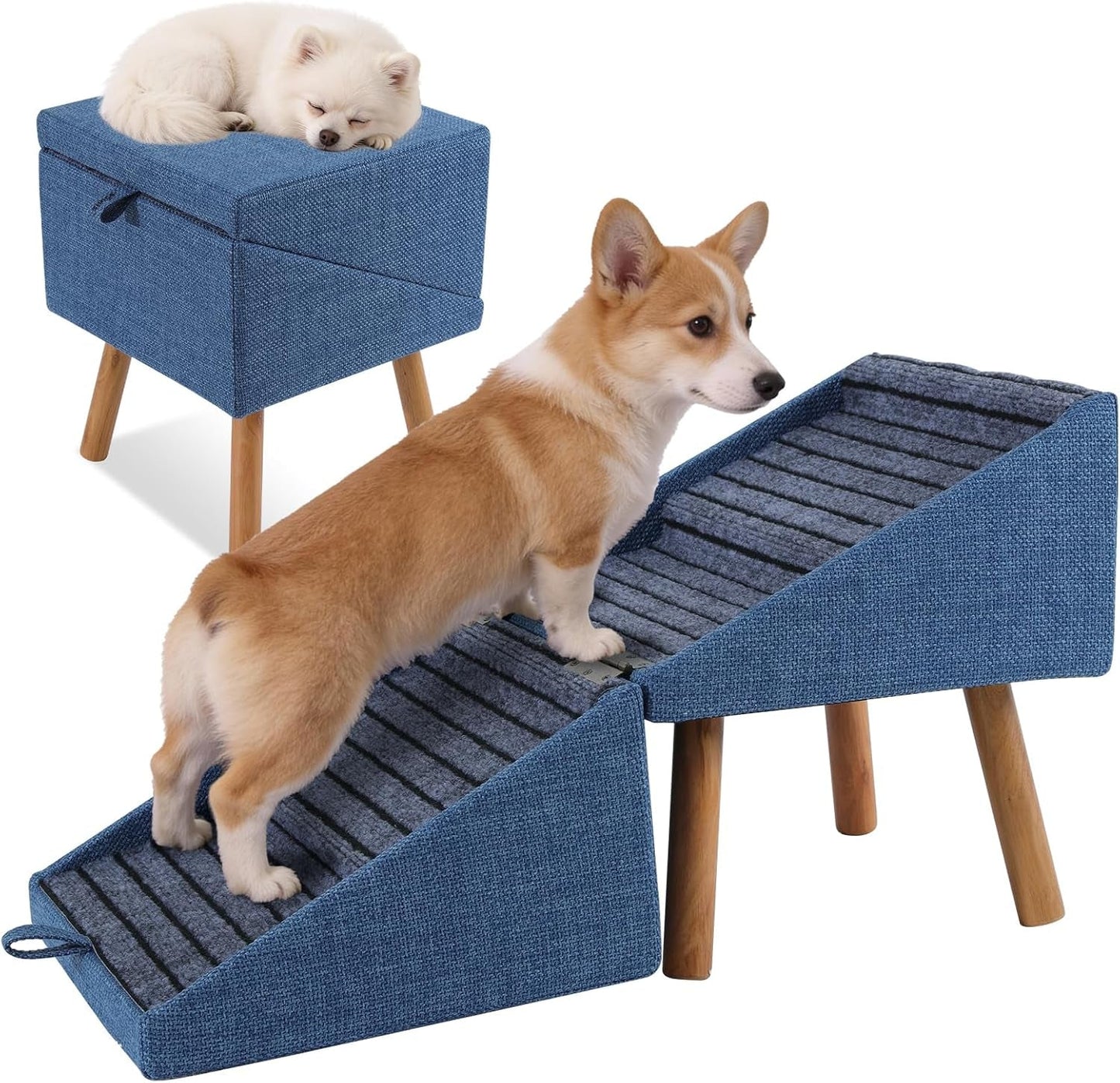 Dog Stairs for Couch 2 in 1 Foldable Pet Steps Non Slip