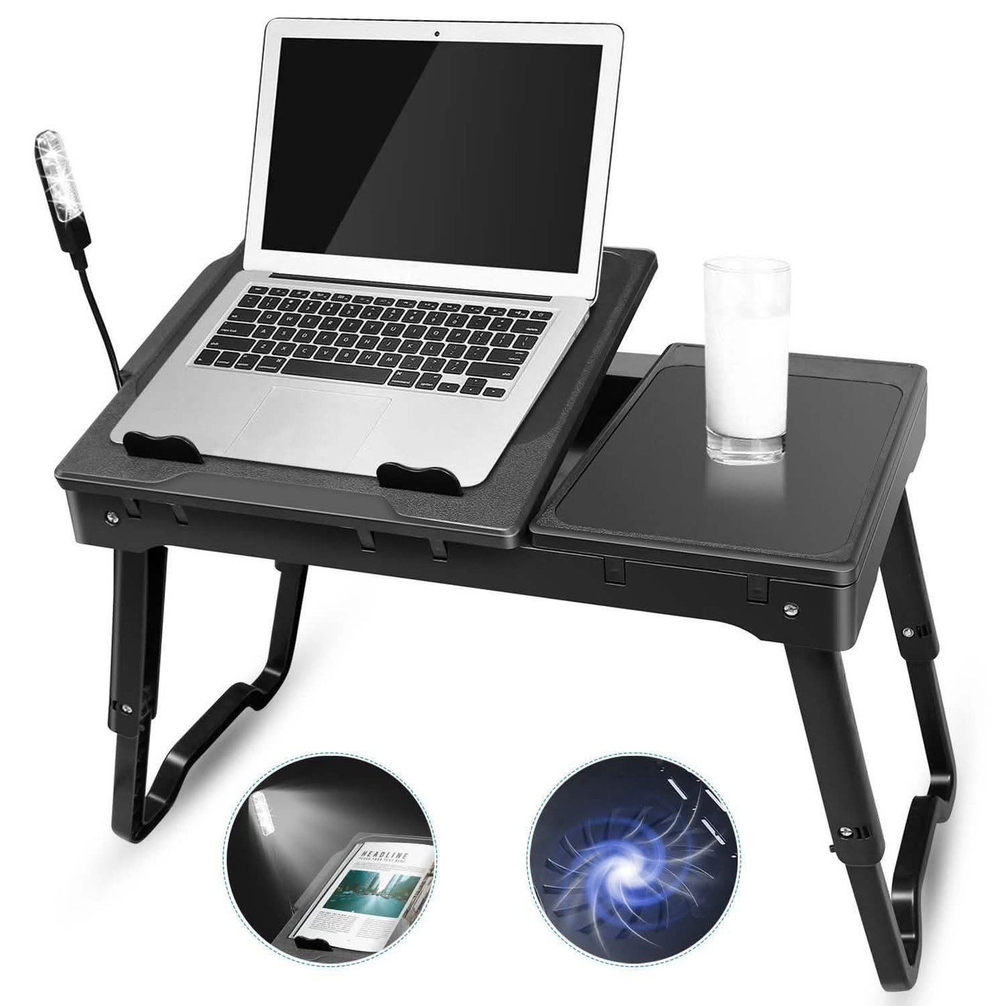 Bed Laptop Desk with Cooling & Mouse Board