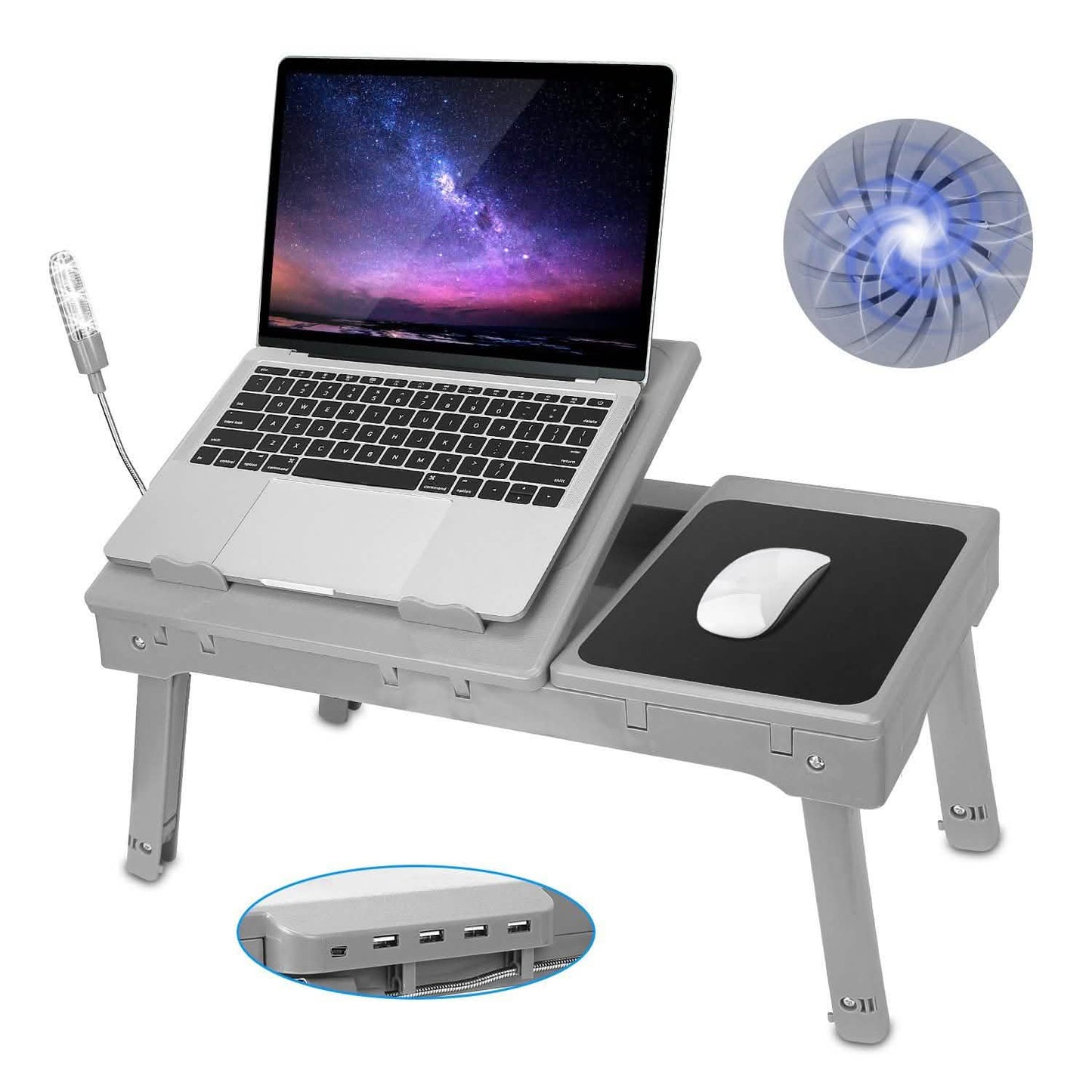 Bed Laptop Desk with Cooling & Mouse Board