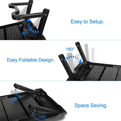 Bed Laptop Desk with Cooling & Mouse Board
