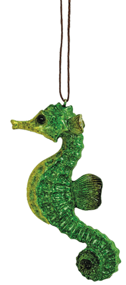 Green Seahorse Ornament – Resin (4.25"L)