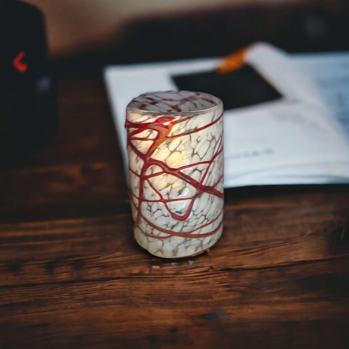 Hand-Blown Drinking Glasses/White and Red