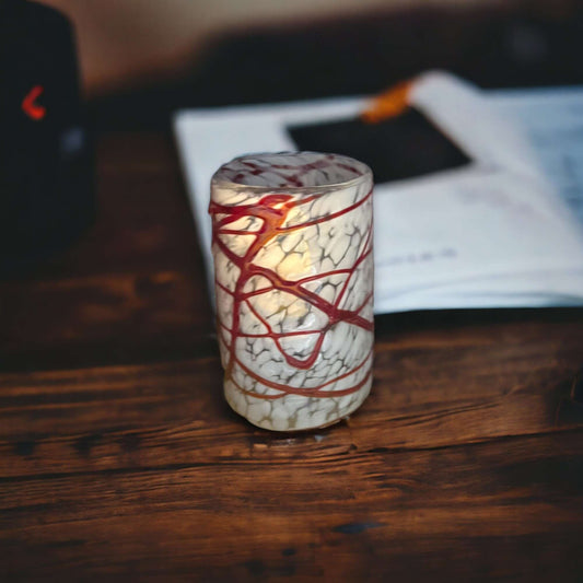 Hand-Blown Drinking Glasses/White and Red