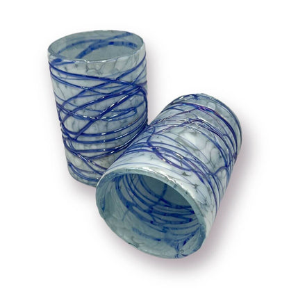 Hand-Blown Drinking Glasses/White and Blue