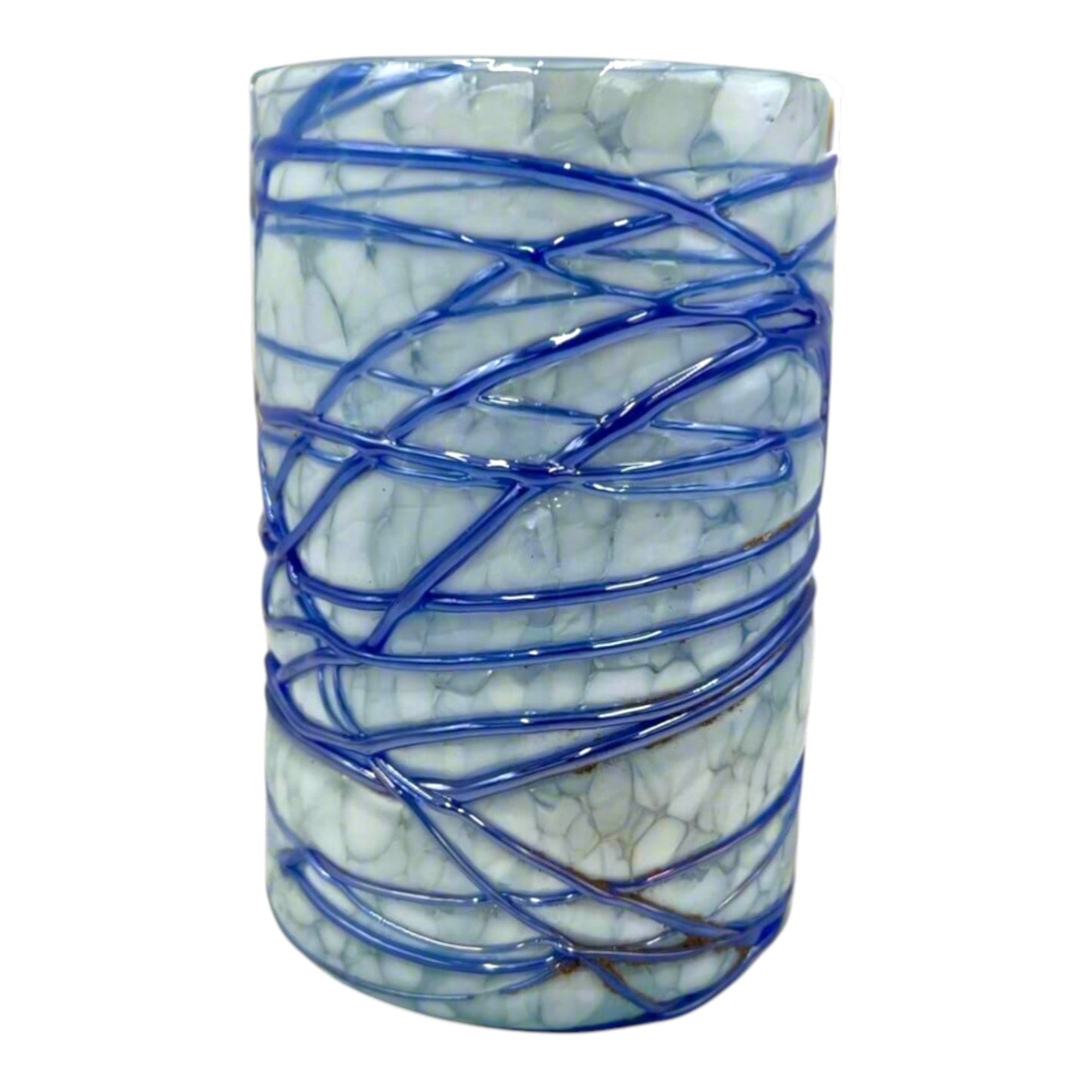 Hand-Blown Drinking Glasses/White and Blue
