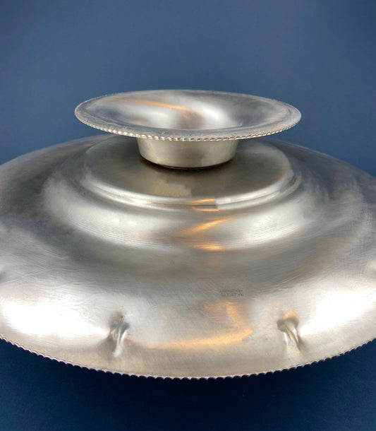 Large Metal Vintage Lazy Susan.  Aluminum, Hand Engraved