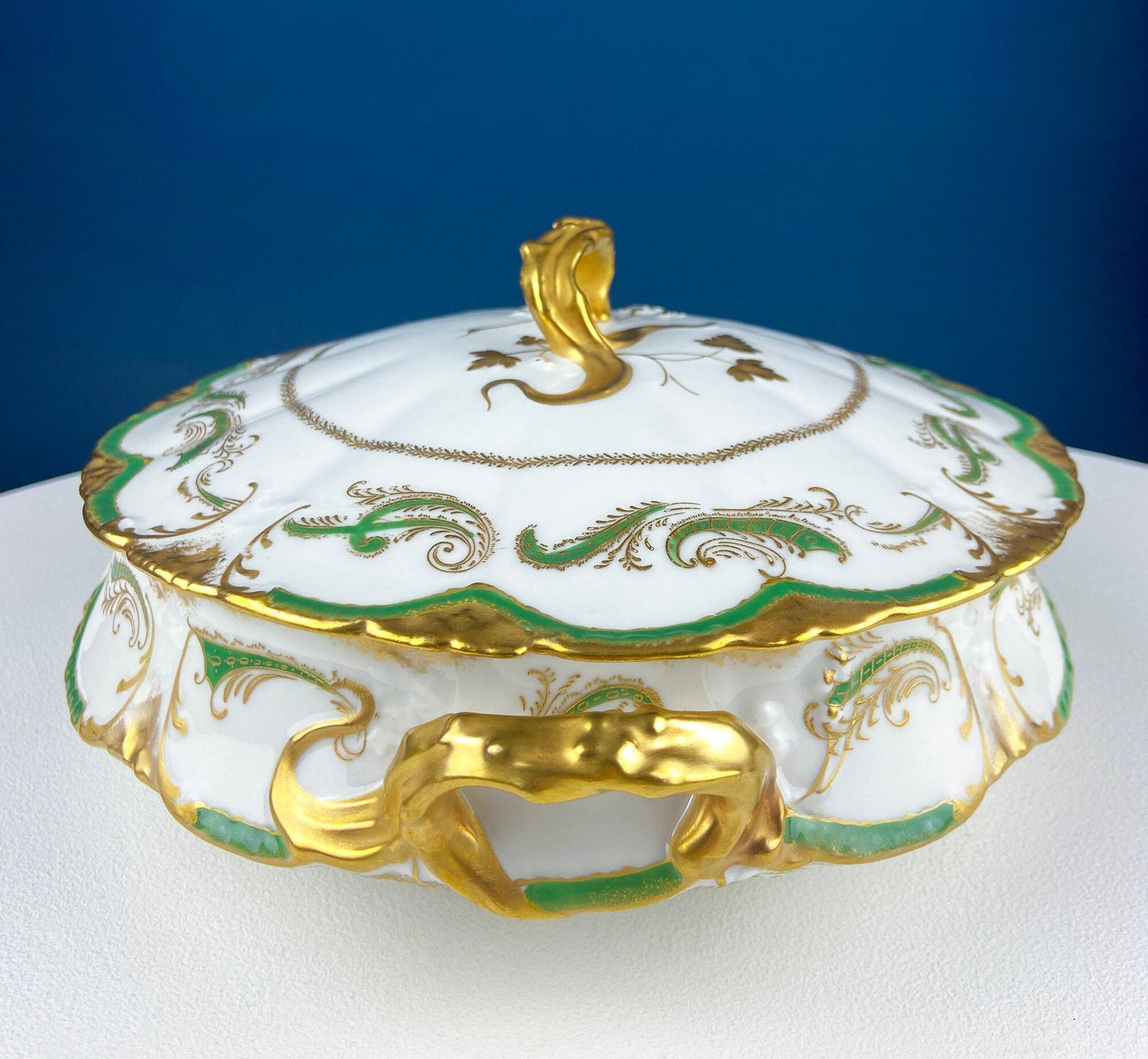 Antique Porcelain Tureen with Pink Roses