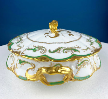 Antique Porcelain Tureen with Pink Roses