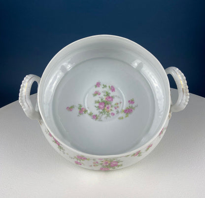 Antique Porcelain Tureen with Pink Roses