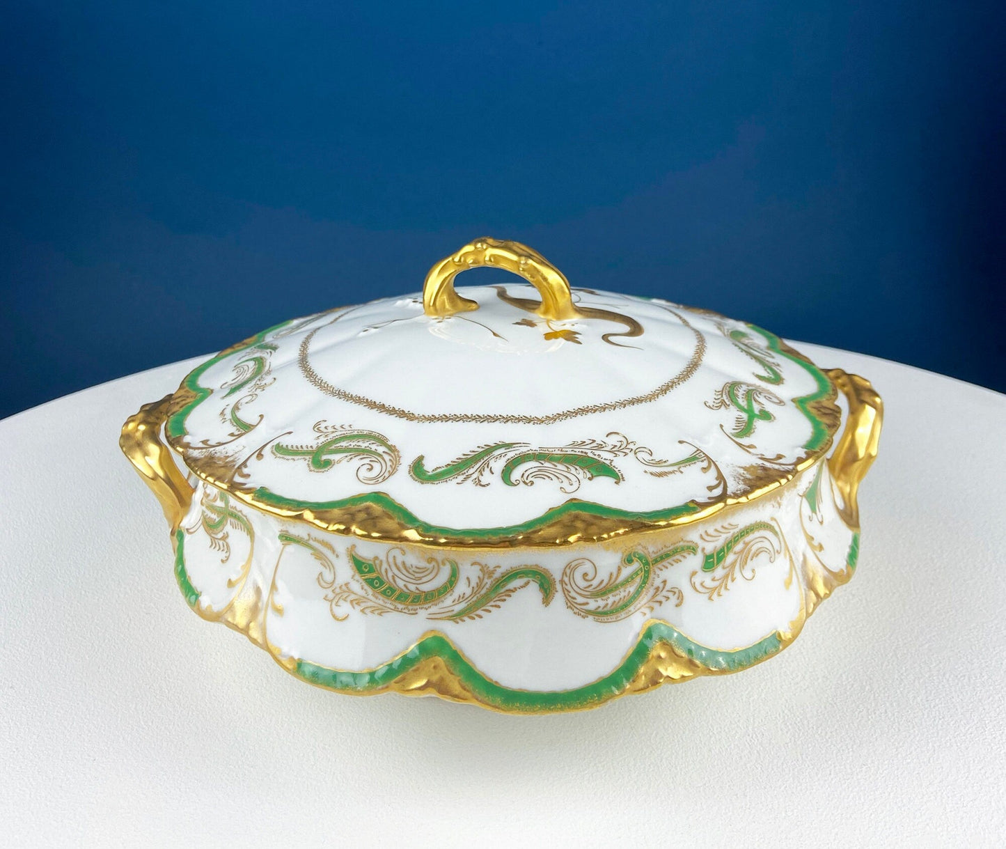 Antique Porcelain Tureen with Pink Roses