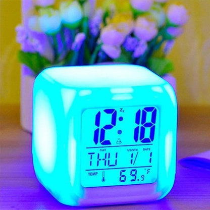 Luminous Alarm Clock Multifunctional White Screen Color Changing Bedroom Night Light Touch Control Bedside Lamp Dimmable Multi-Color Changing Gift Ideas Colorful Decompression Digital Accessories