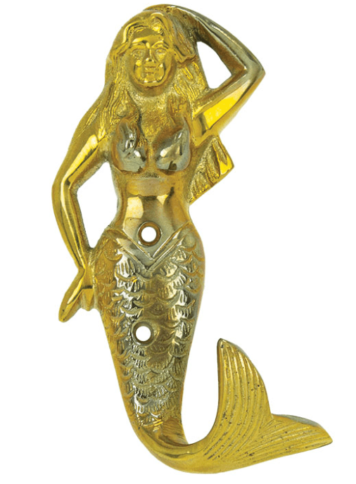 Mermaid Wall Hook – Brass (5.5"H x 2.5"W)