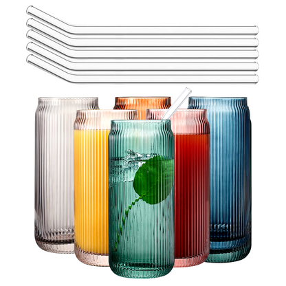 Highball Glassware/Glass Straws, Set of 6