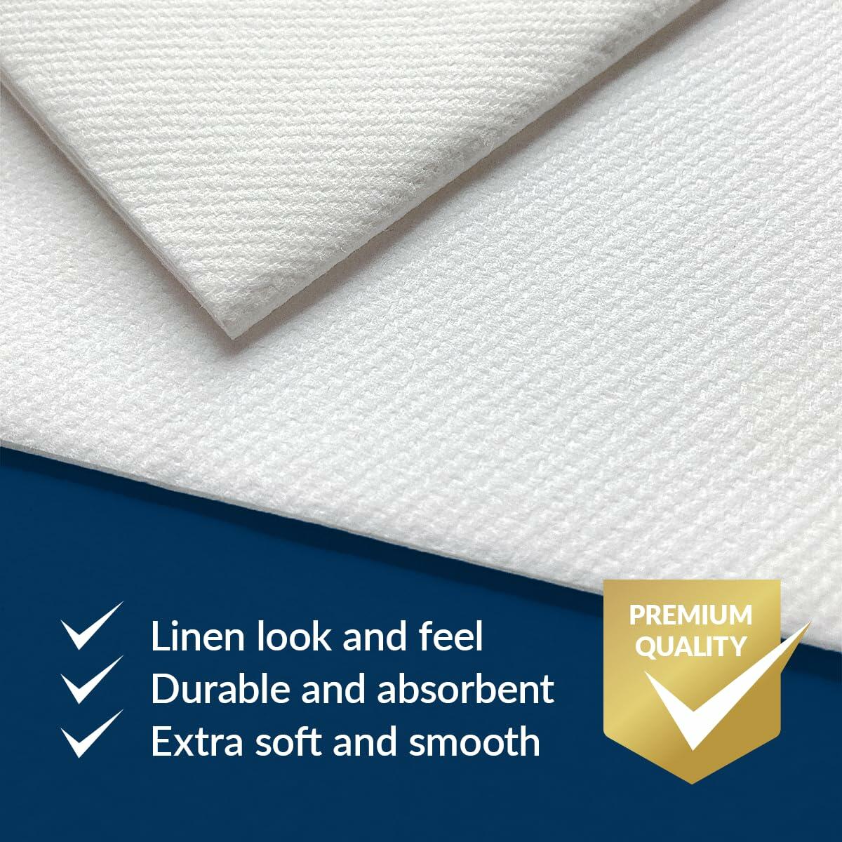 White Linen Feel Paper Napkins 50PCS, 16x16 Disposable