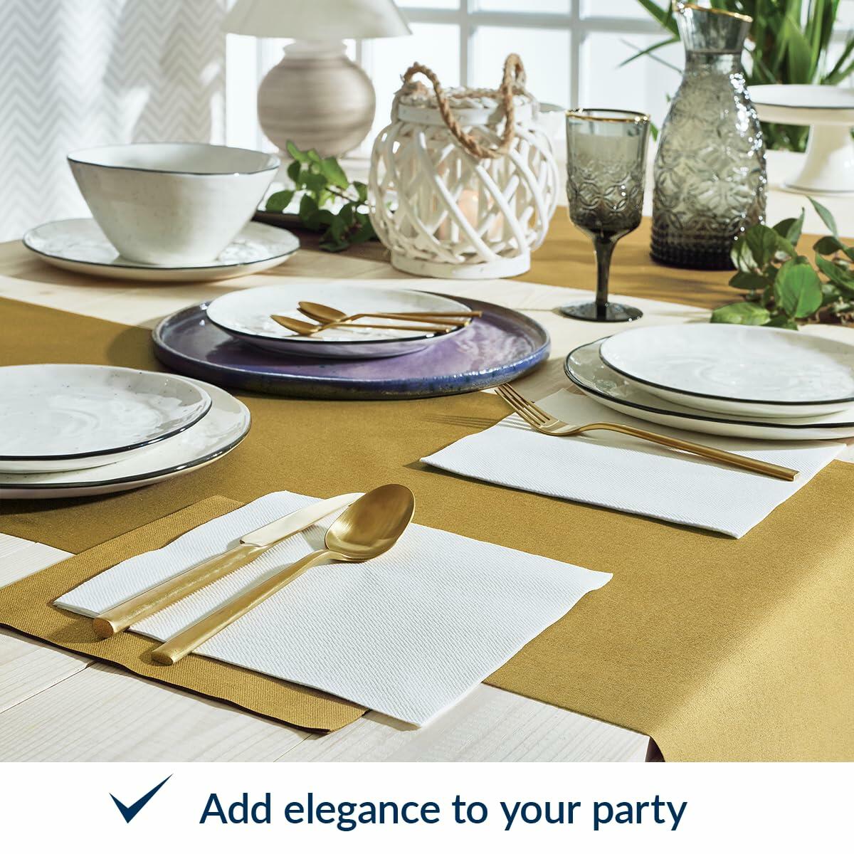 White Linen Feel Paper Napkins 50PCS, 16x16 Disposable