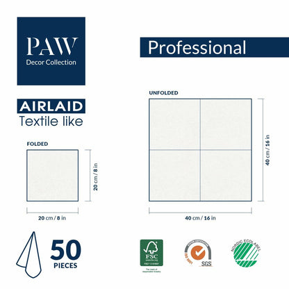 White Linen Feel Paper Napkins 50PCS, 16x16 Disposable