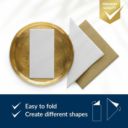 White Linen Feel Paper Napkins 50PCS, 16x16 Disposable
