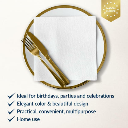 White Linen Feel Paper Napkins 50PCS, 16x16 Disposable