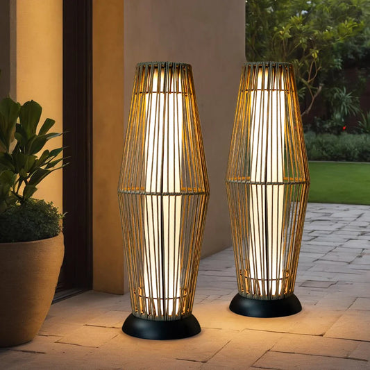 Outdoor Floor Lamp, 2 Piece, Solar Powered Lantern