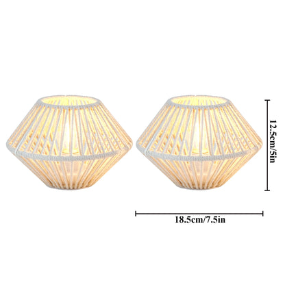 Set of 2 Woven Cotton Rope Table Lamps, Battery operated