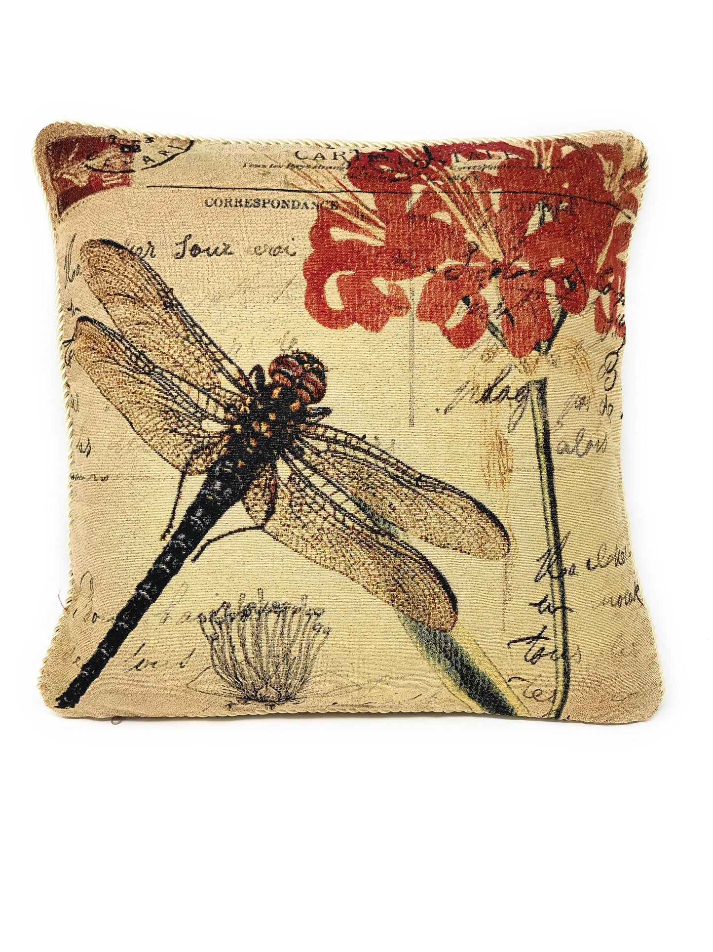 2-Pieces Dragonfly  Tapestry Throw Pillow Covers w/ Inserts - 18" x 18"