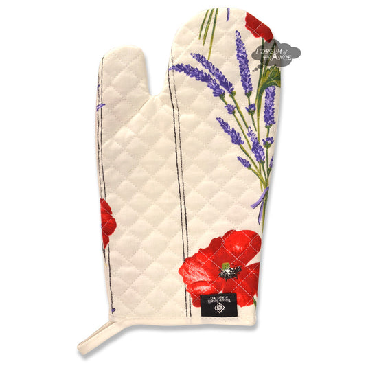 French oven mitt - Cotton - Poppies ivory